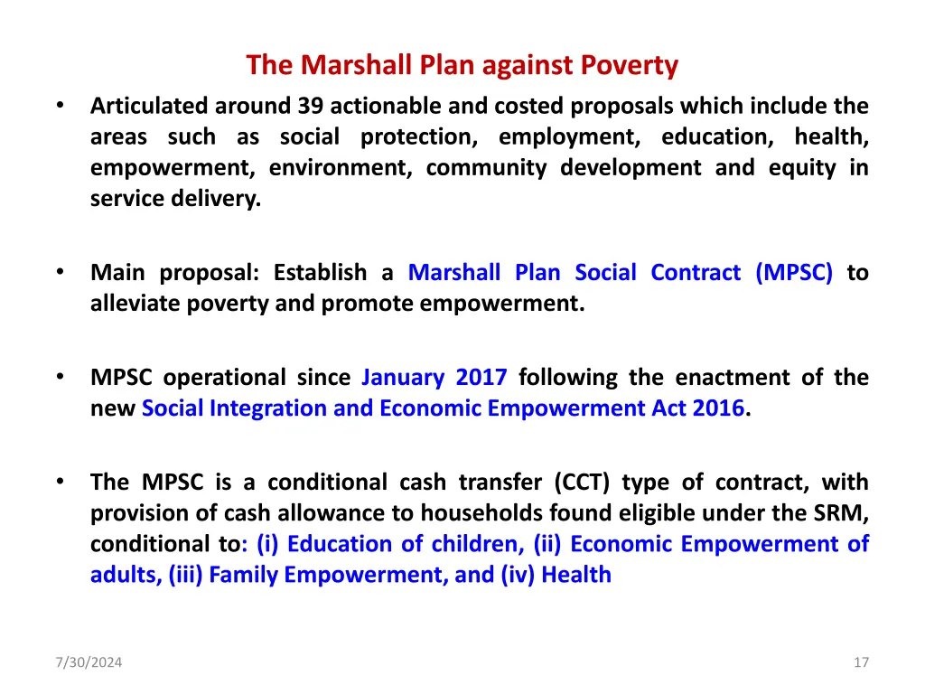 the marshall plan against poverty articulated