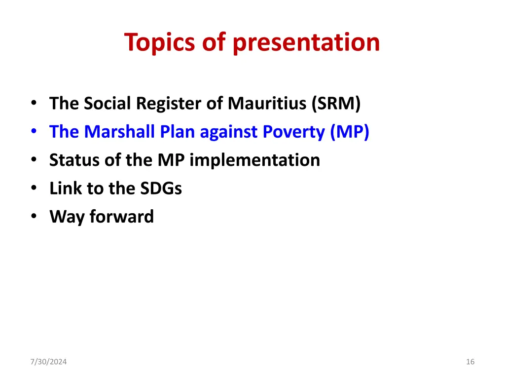 topics of presentation 1