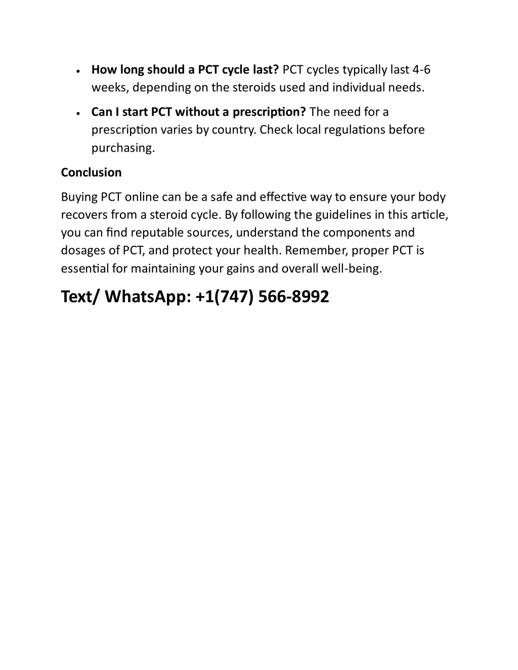 how long should a pct cycle last pct cycles