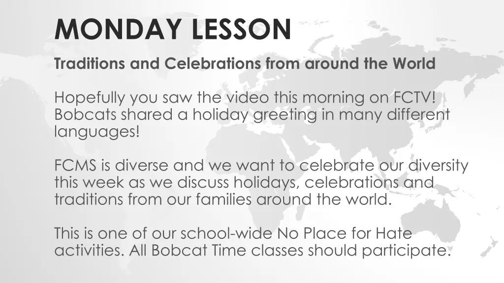 monday lesson traditions and celebrations from