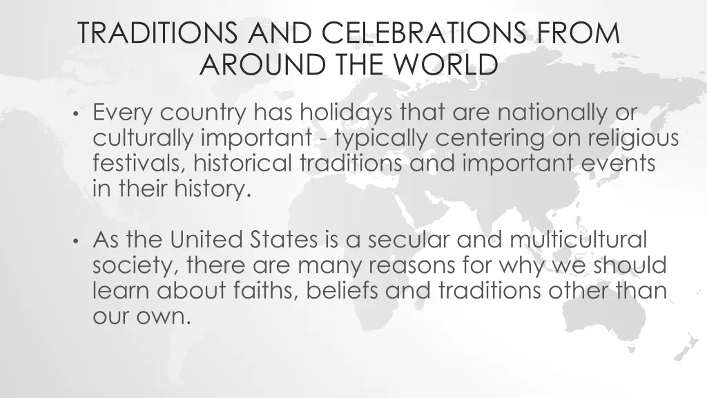 traditions and celebrations from around the world