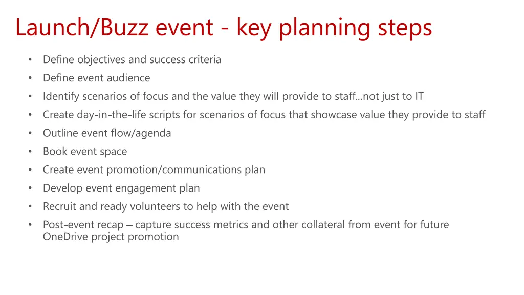 launch buzz event key planning steps