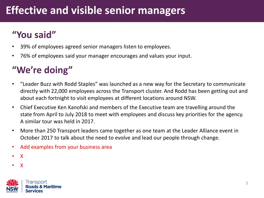 effective and visible senior managers