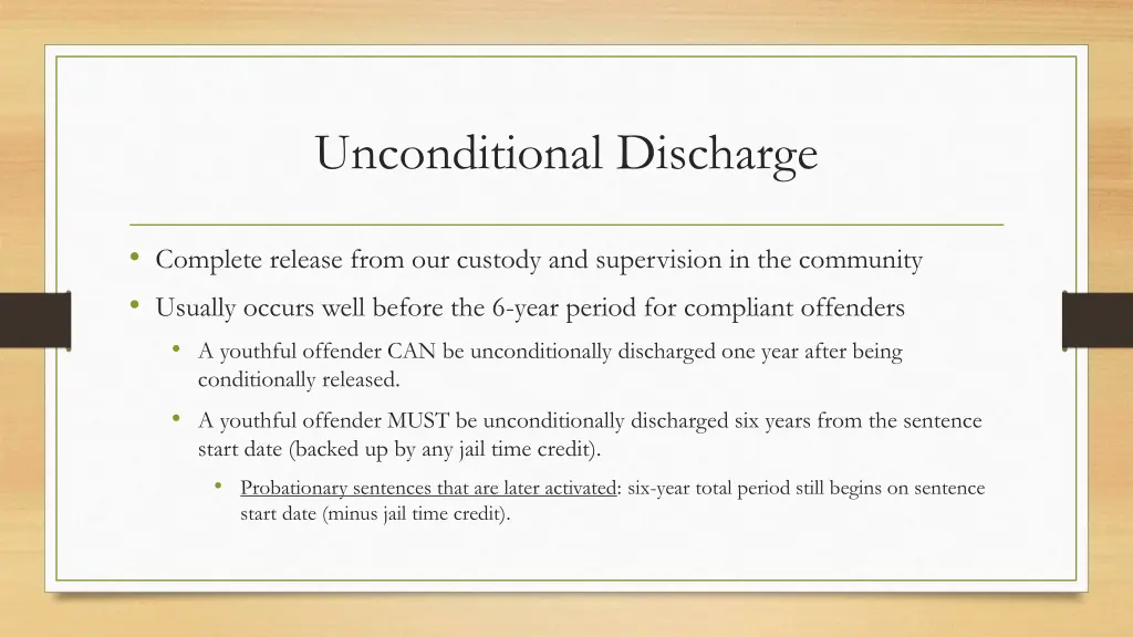 unconditional discharge