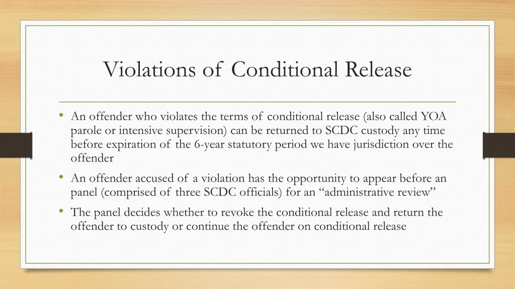 violations of conditional release