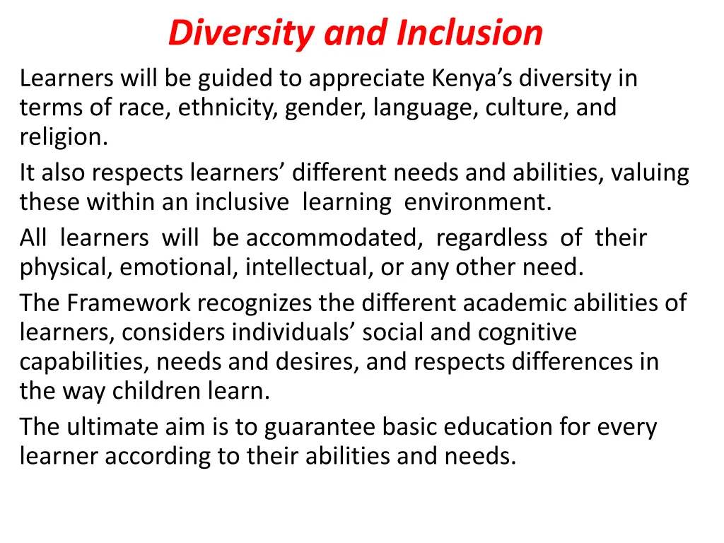 diversity and inclusion learners will be guided