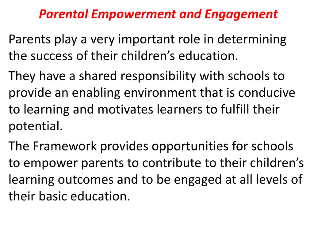 parental empowerment and engagement