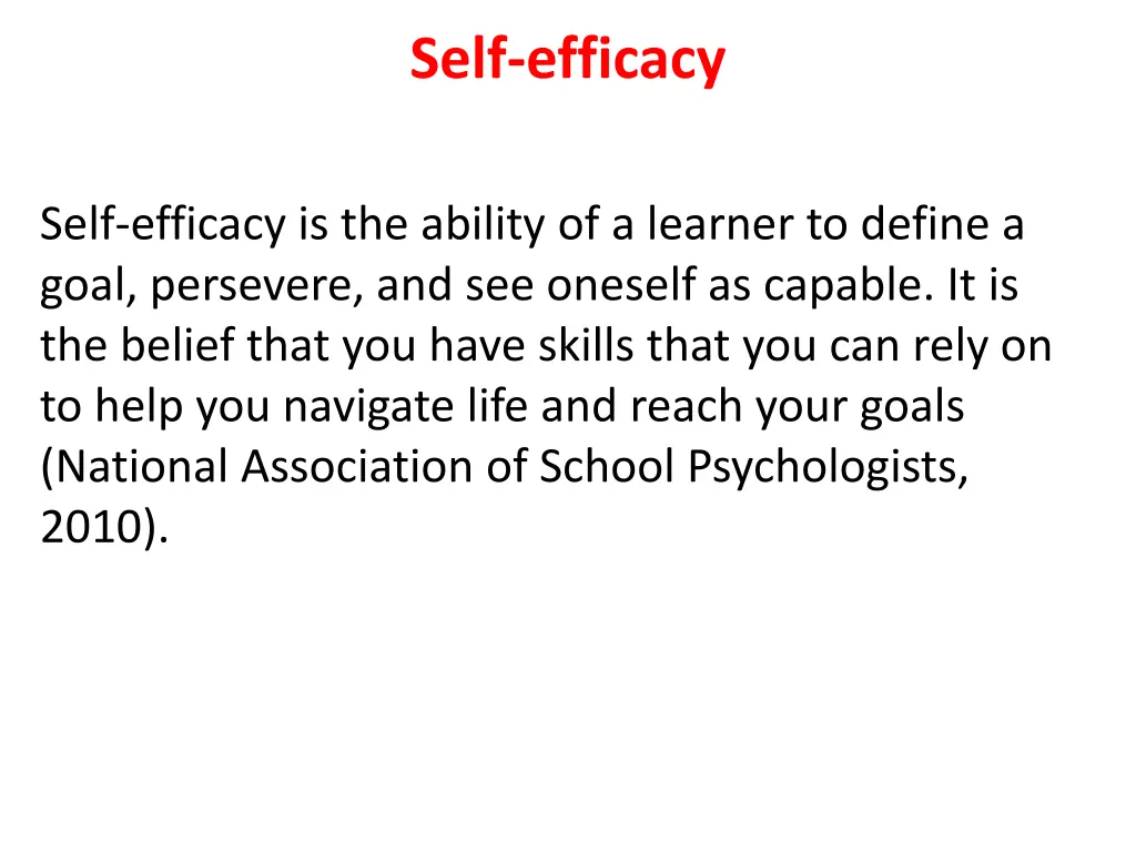 self efficacy