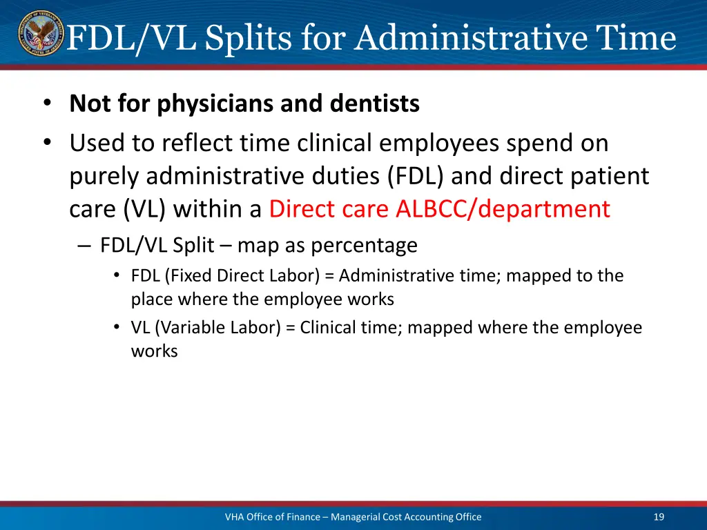 fdl vl splits for administrative time