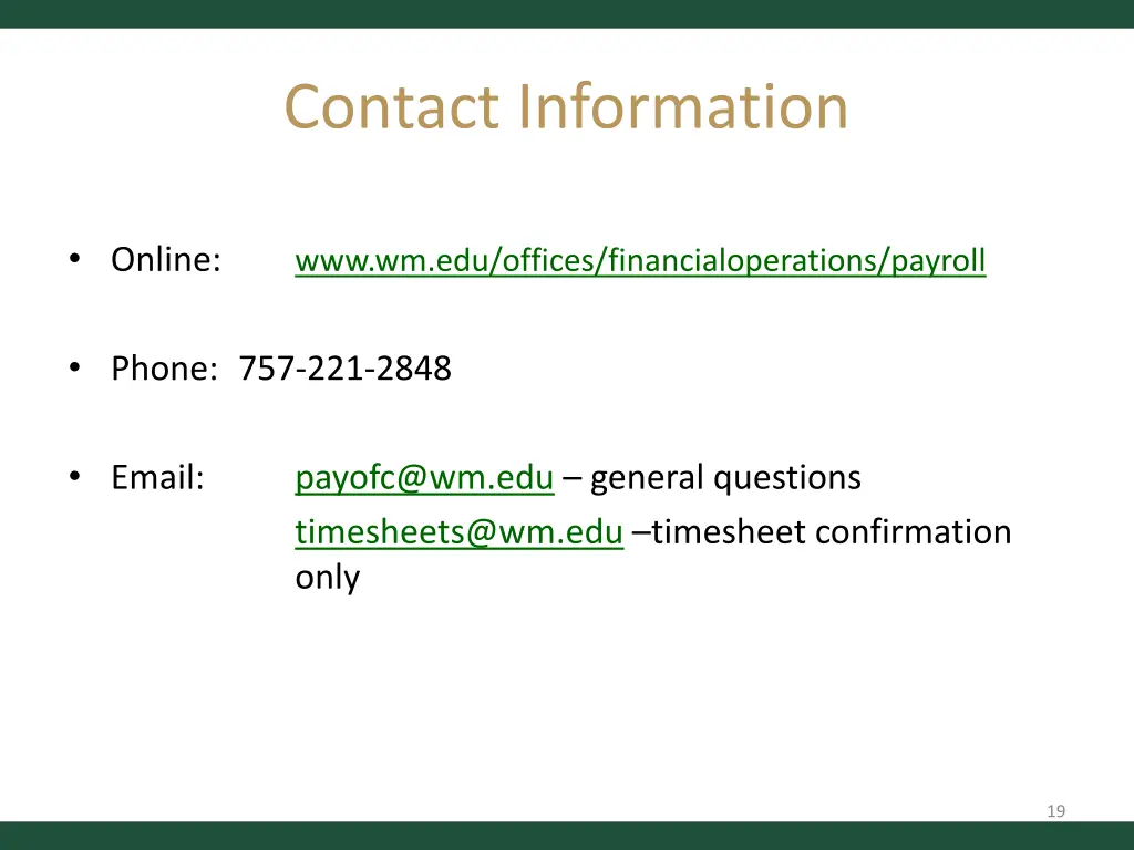 contact information