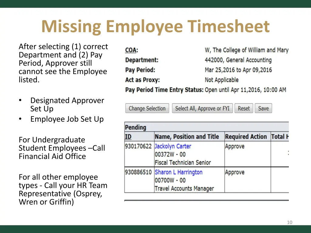 missing employee timesheet