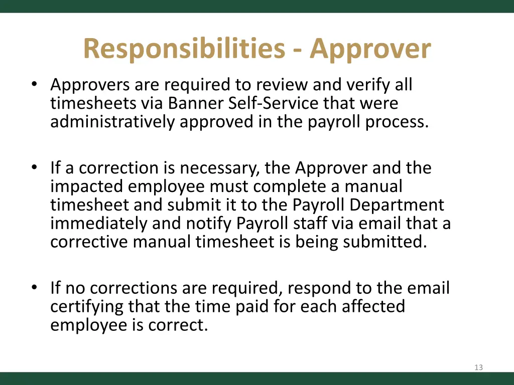 responsibilities approver approvers are required