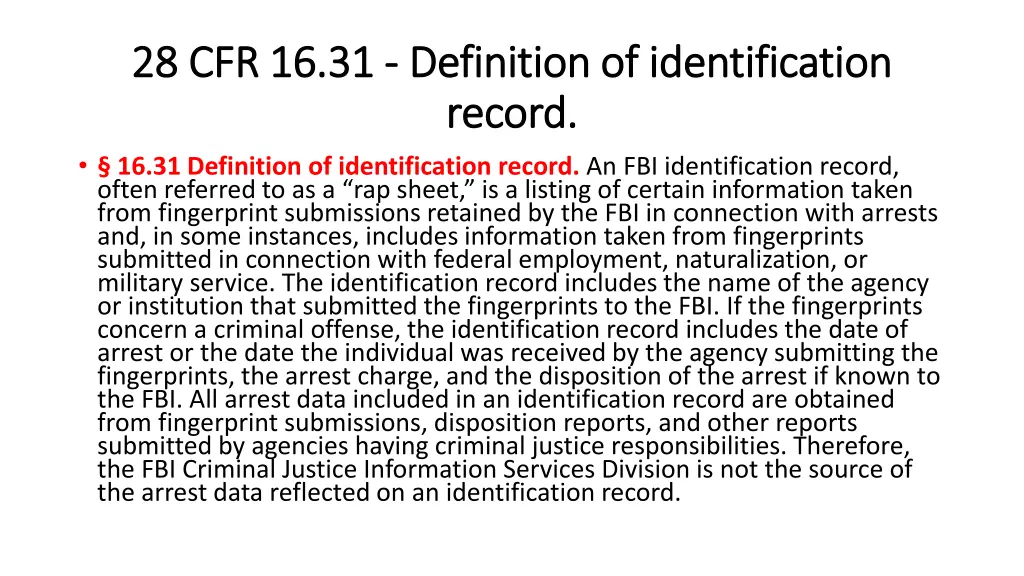 28 cfr 16 31 28 cfr 16 31 definition