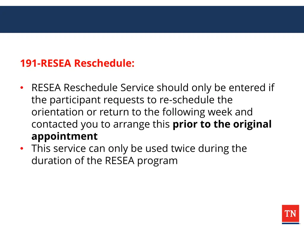 191 resea reschedule