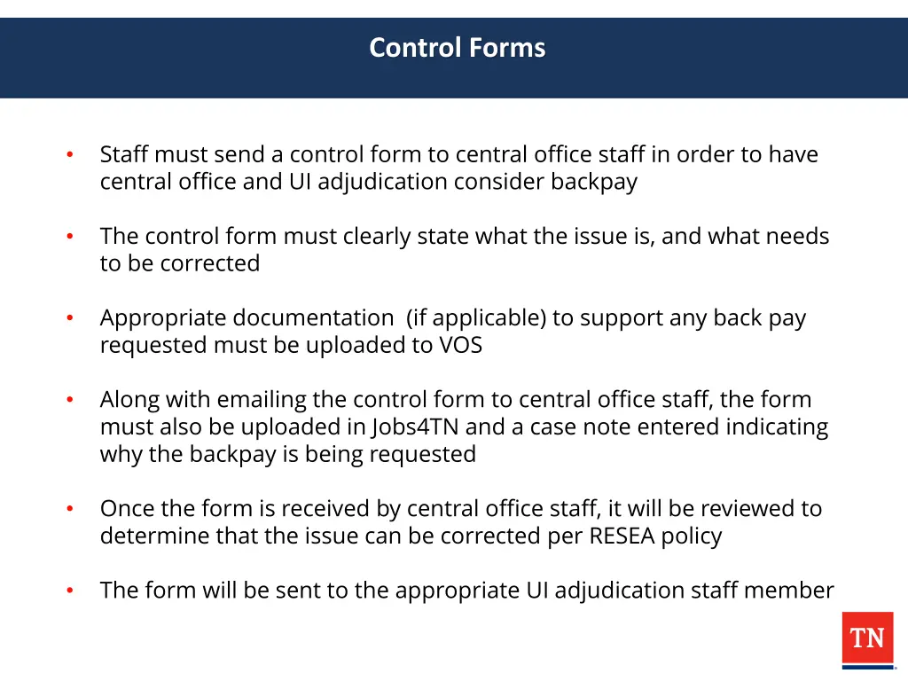 control forms