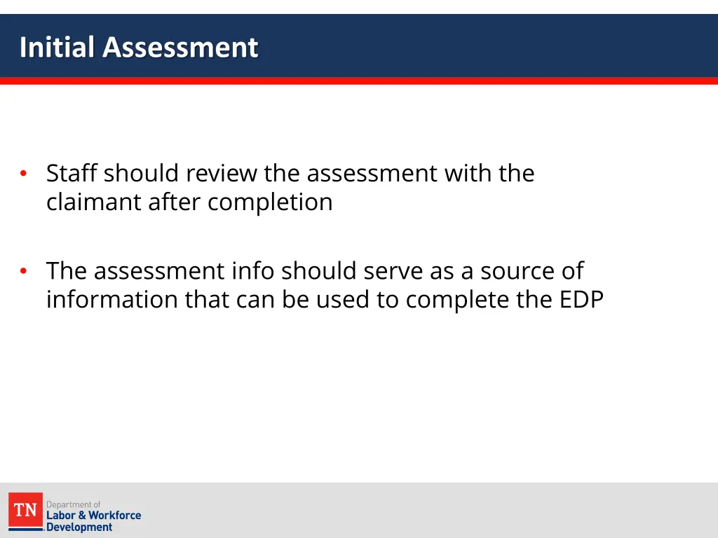 initial assessment