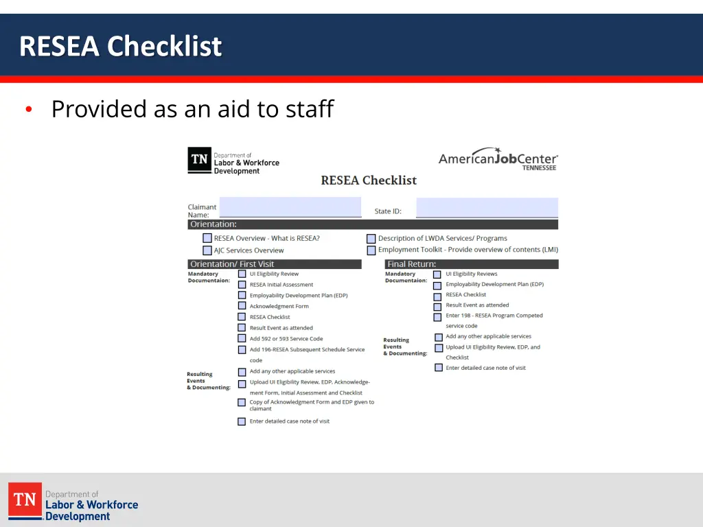 resea checklist