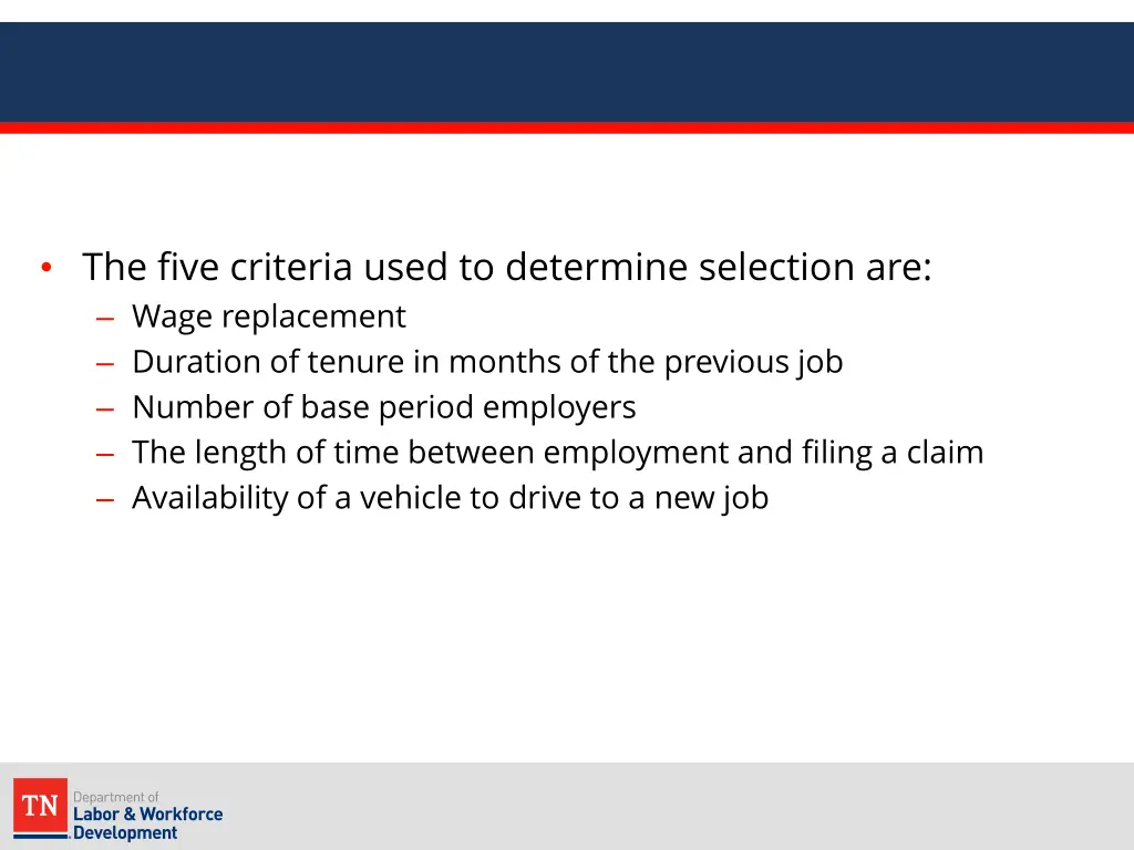 the five criteria used to determine selection