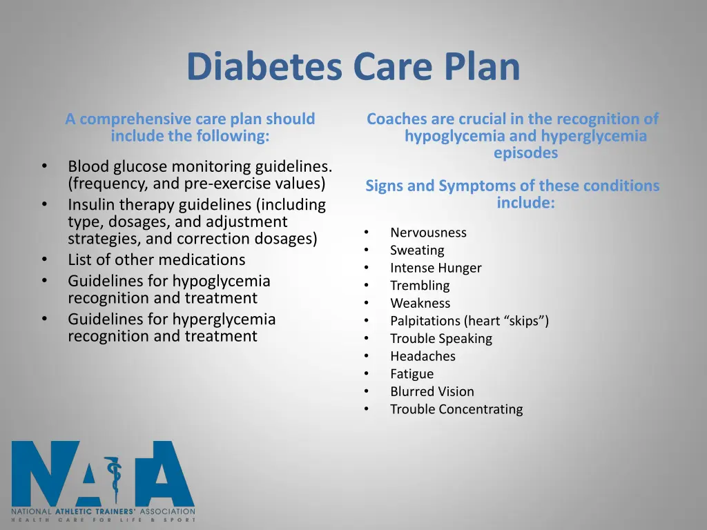 diabetes care plan