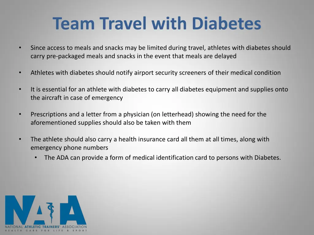 team travel with diabetes