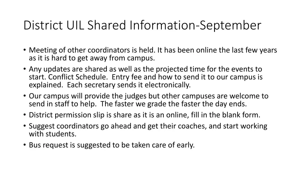 district uil shared information september