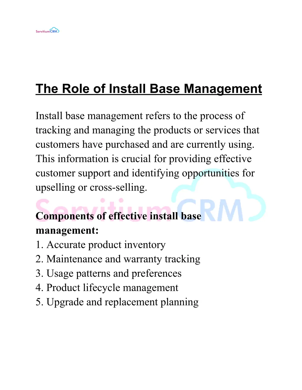 the role of install base management