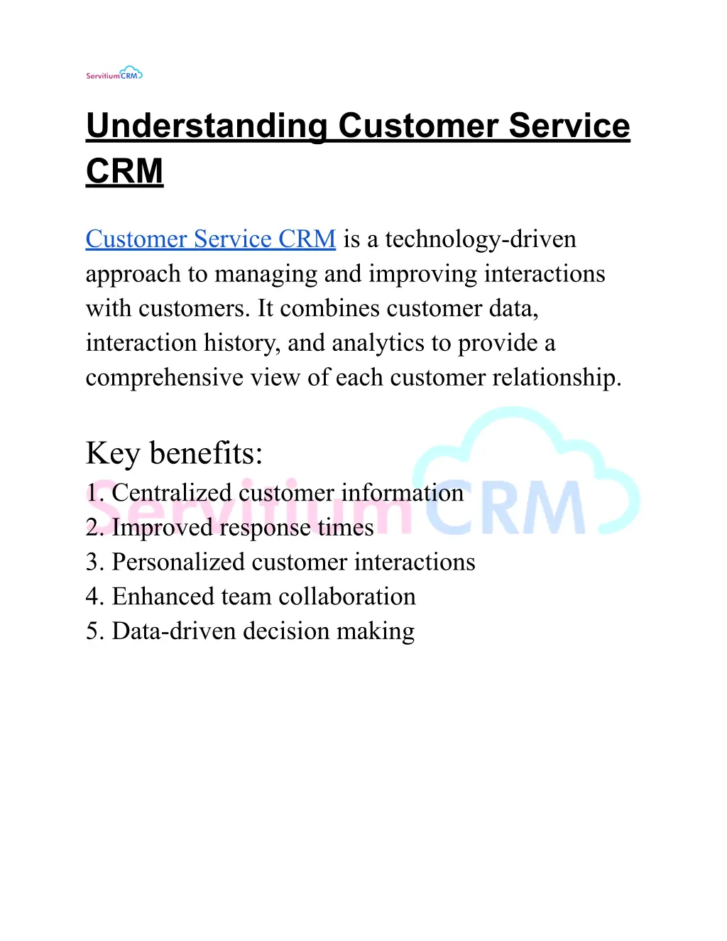 understanding customer service crm