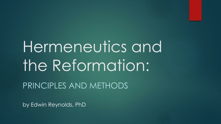 hermeneutics and the reformation