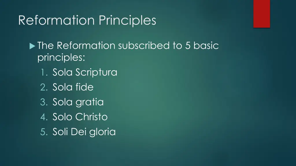 reformation principles