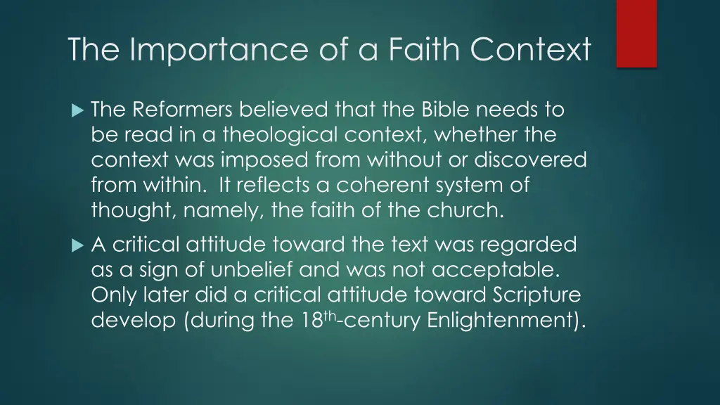 the importance of a faith context