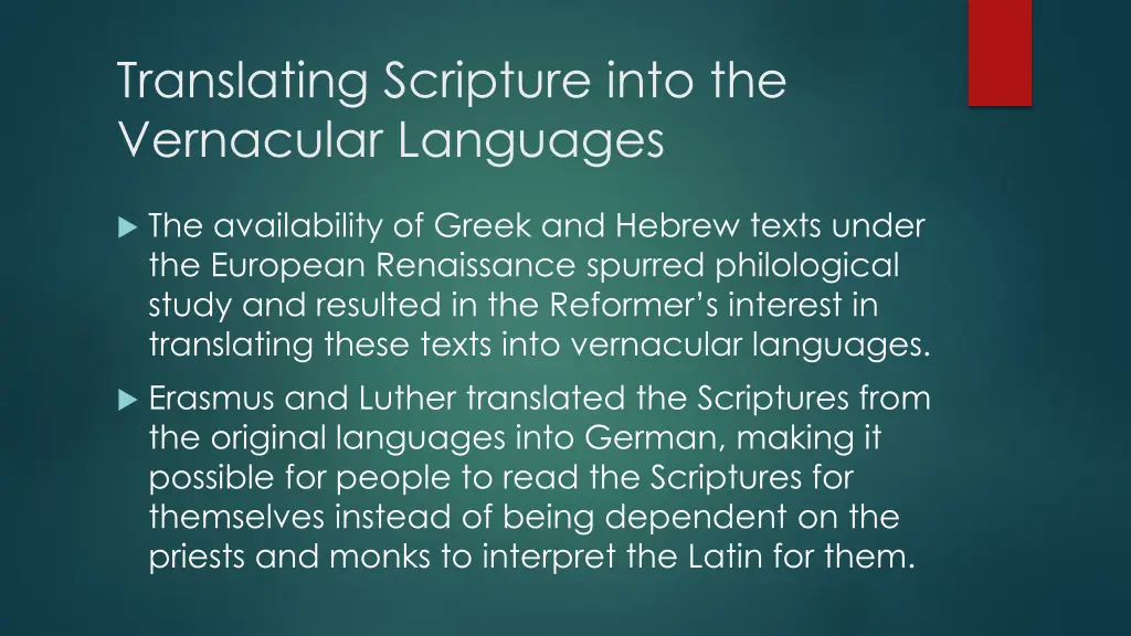 translating scripture into the vernacular