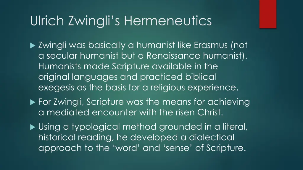 ulrich zwingli s hermeneutics