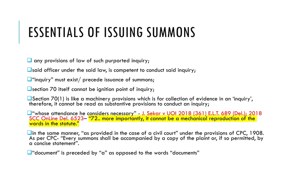 essentials of issuing summons