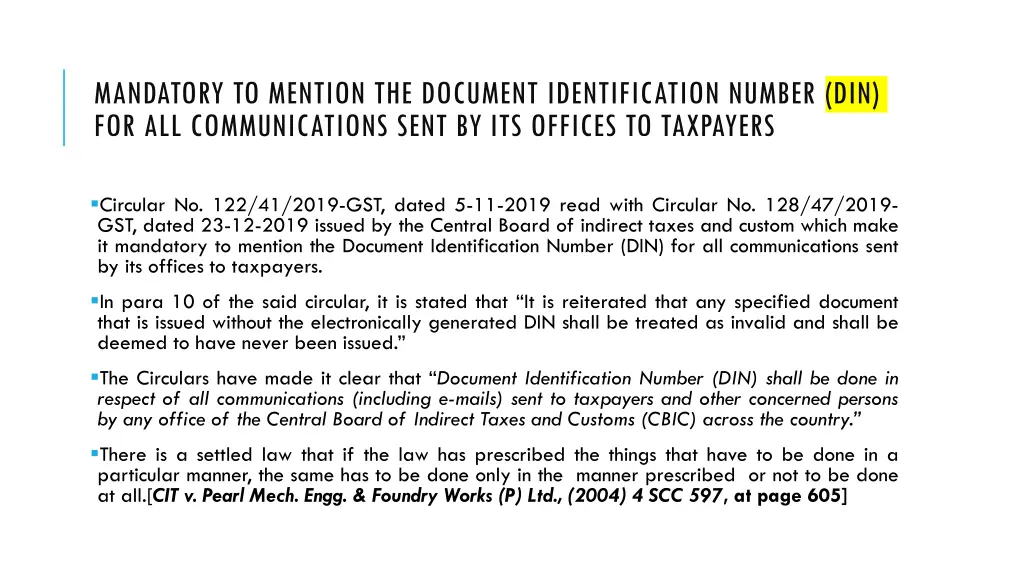 mandatory to mention the document identification