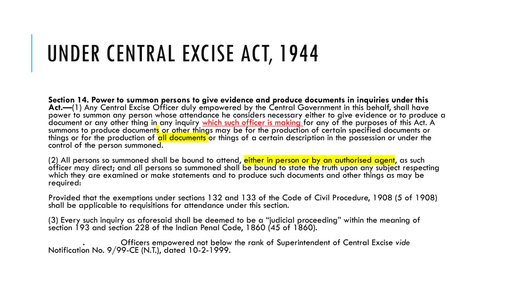 under central excise act 1944