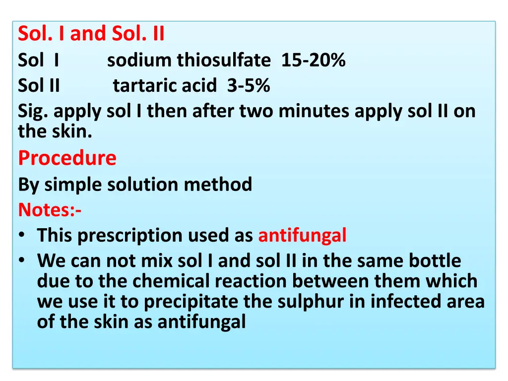 sol i and sol ii sol i sodium thiosulfate