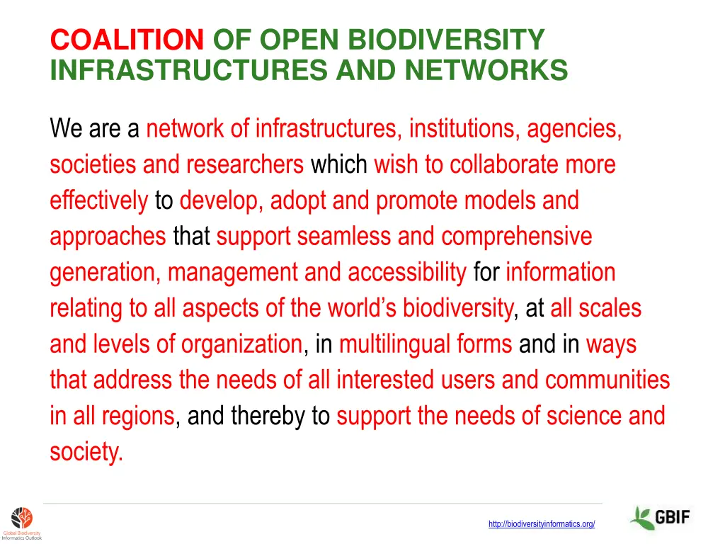 coalition of open biodiversity infrastructures