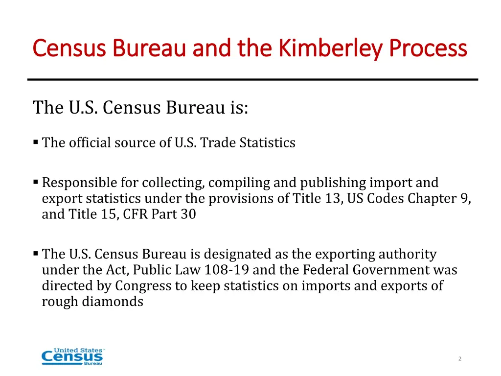 census bureau and the kimberley process census