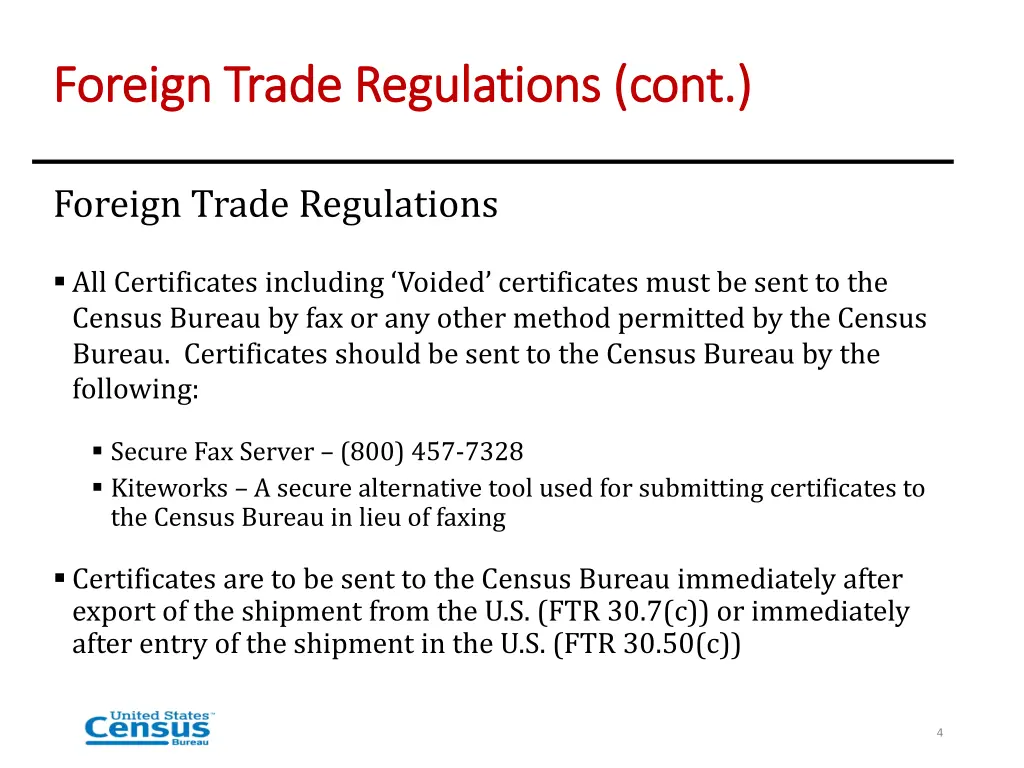 foreign trade regulations cont foreign trade