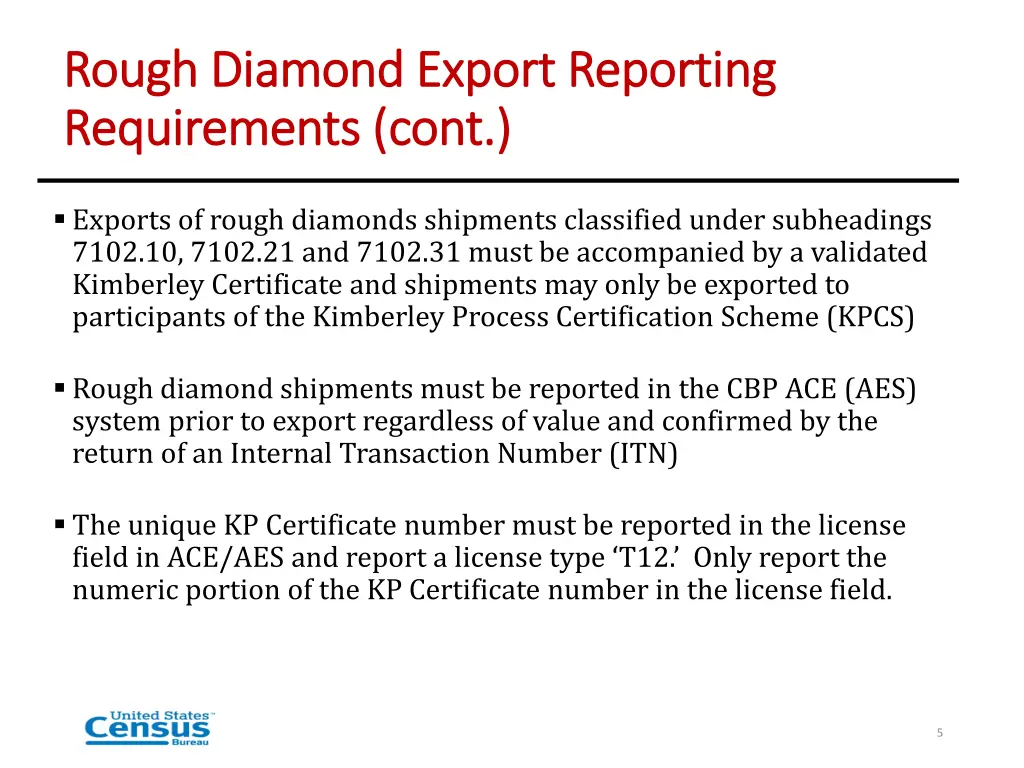 rough diamond export reporting rough diamond