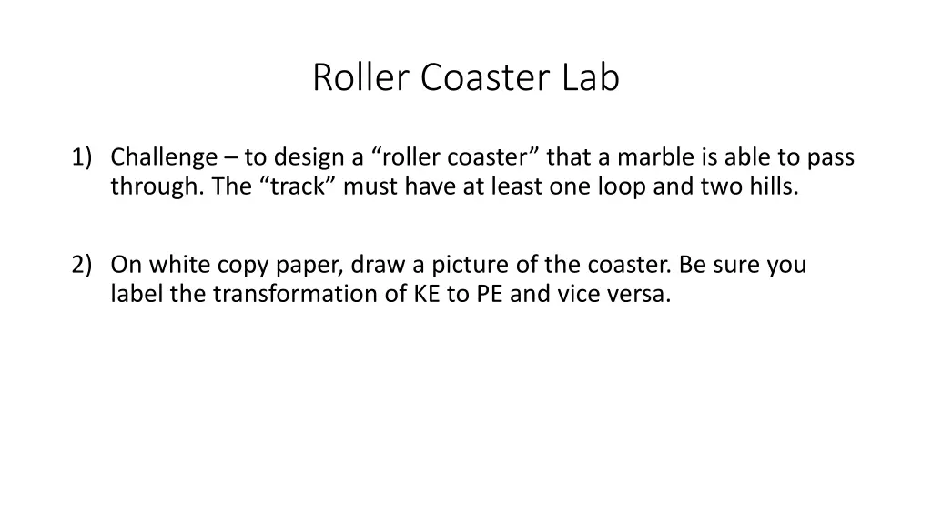 roller coaster lab