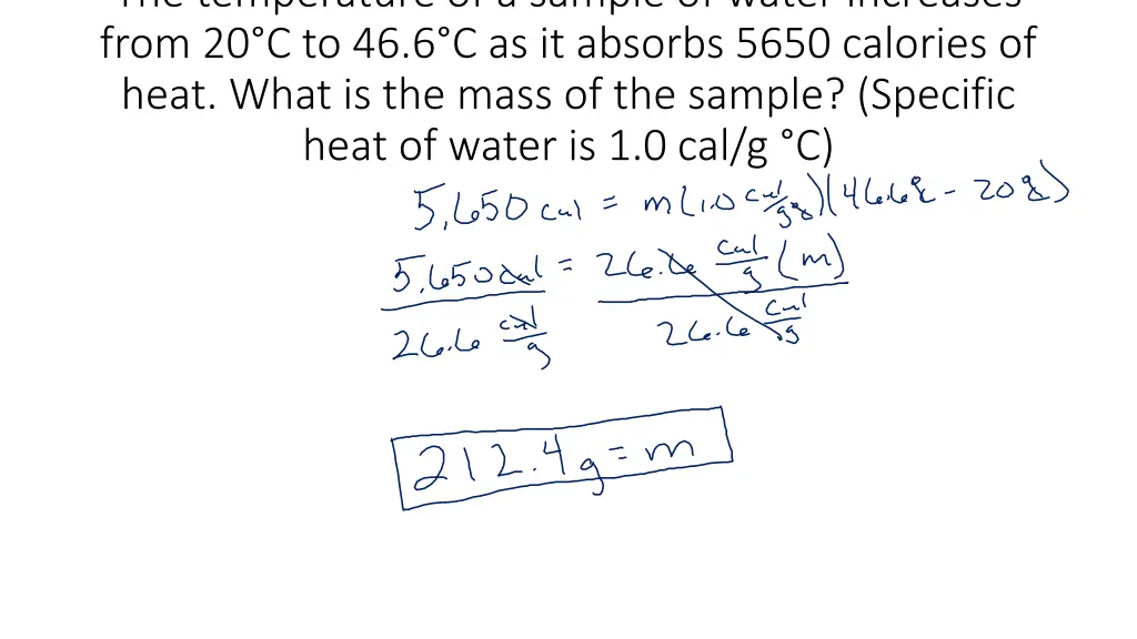 the temperature of a sample of water increases