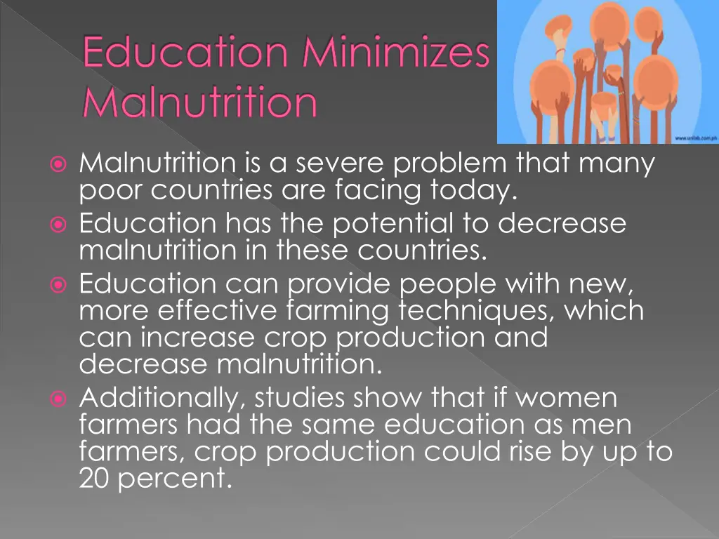 education minimizes malnutrition