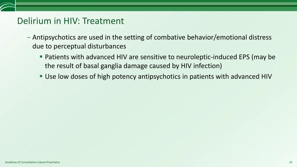 delirium in hiv treatment 1