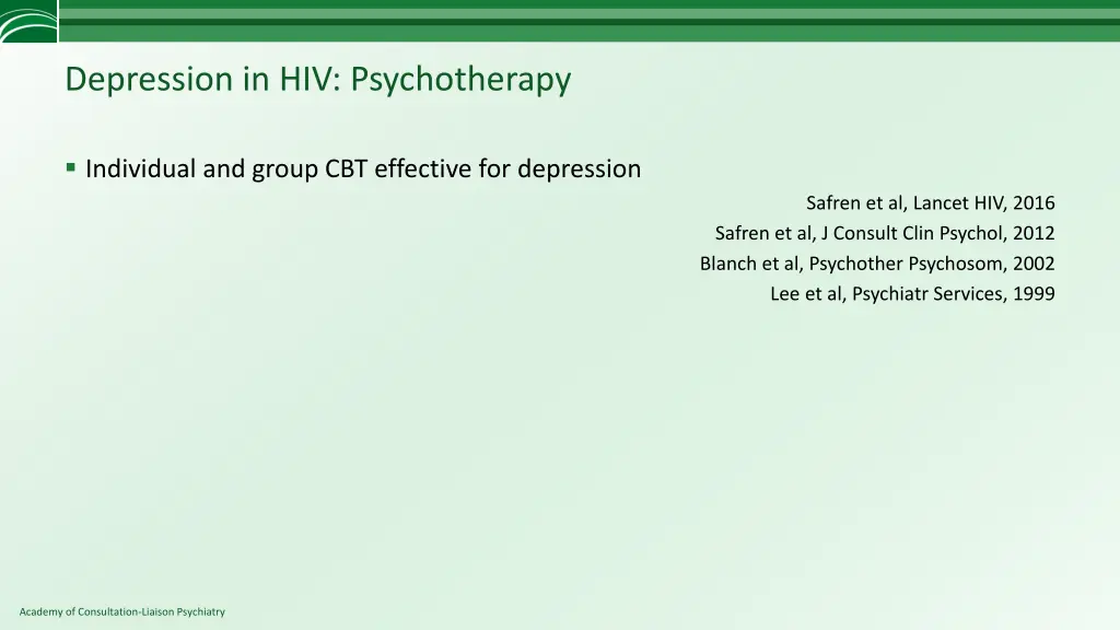 depression in hiv psychotherapy