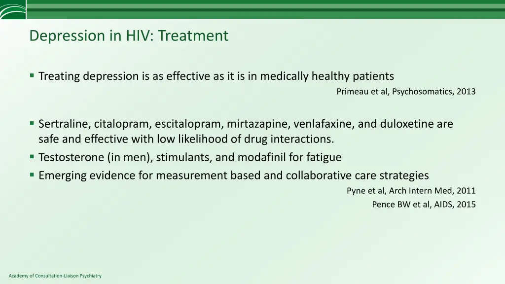 depression in hiv treatment