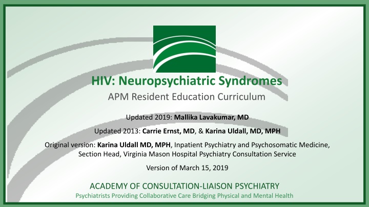 hiv neuropsychiatric syndromes apm resident