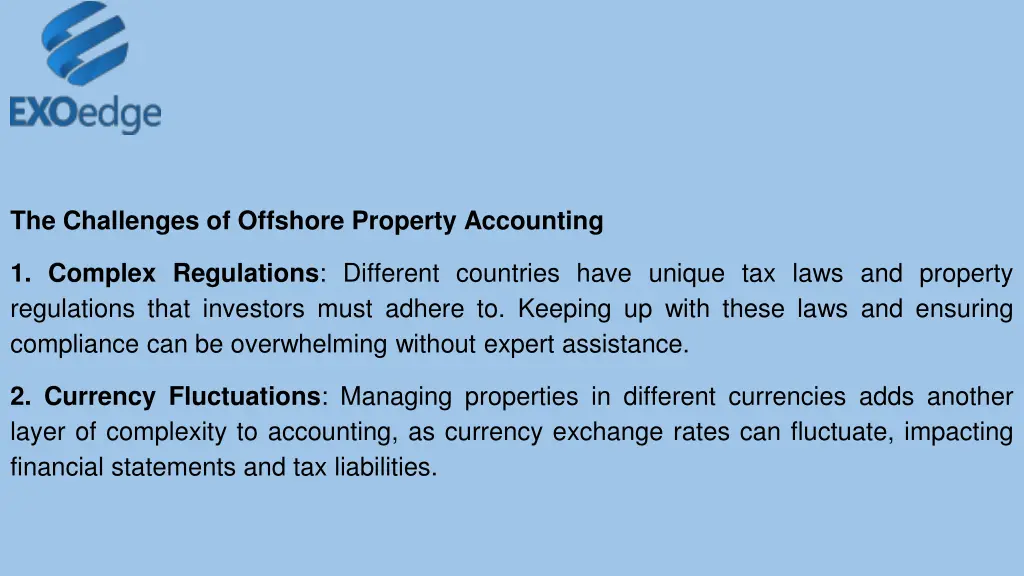 the challenges of offshore property accounting