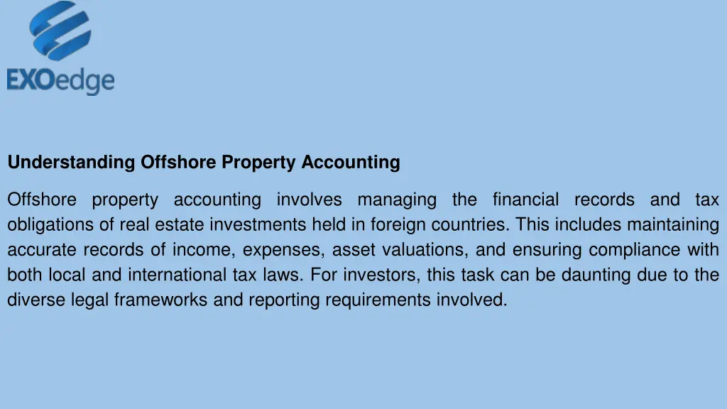 understanding offshore property accounting