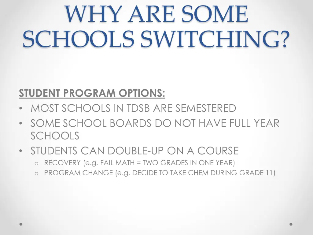 why are some schools switching